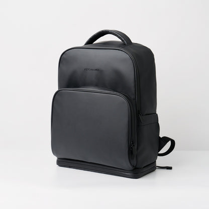 Black Fetchamo Core Backpack for dog owners shown from an angled front view.